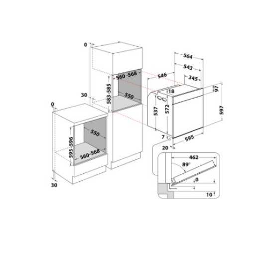 Whirlpool WOI9A8FPT2SBA beépíthető sütő, 73L, pirolitikus és hidrolitikus tisztítás, 59.5x56.4x59.7 cm, fekete szín 