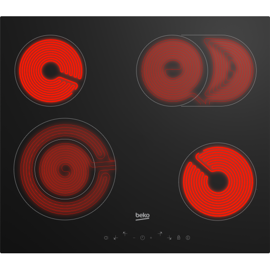 Beko HIC64403T beépíthető kerámia főzőlap, 60x51x3.7 cm, fekete 