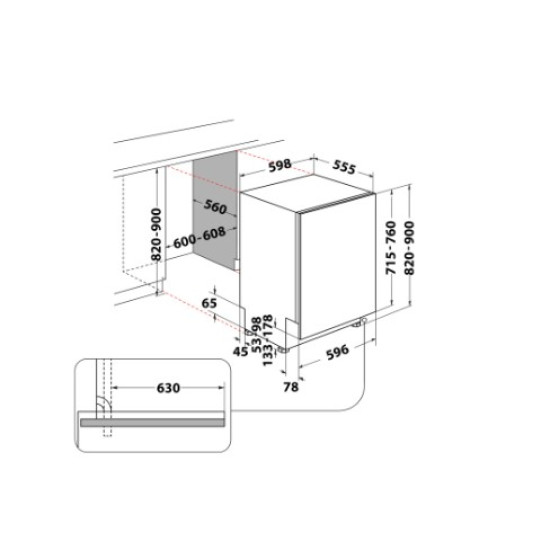 Whirlpool WH8IPB14AM6L0 teljesen beépíthető mosogatógép, 14 teríték, 3 kosár, automatikus ajtónyitás, 59.8x55.5x82 cm 