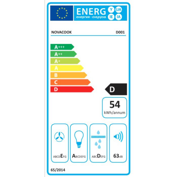 Novacook D001 beépíthető kerámia konyhai elszívó, 59.5x34.23x31.05 cm, fényes fekete üveg 