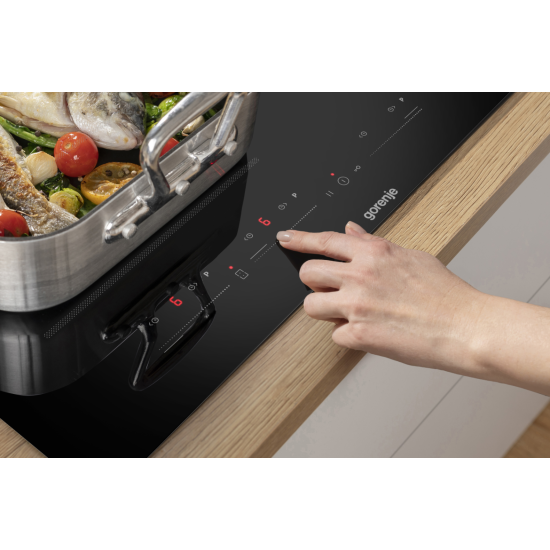 Gorenje GI6442BSCE beépíthető indukciós kerámialap, 59x52x5.3 cm, Bridge összekapcsolható főzőzóna, fekete szín