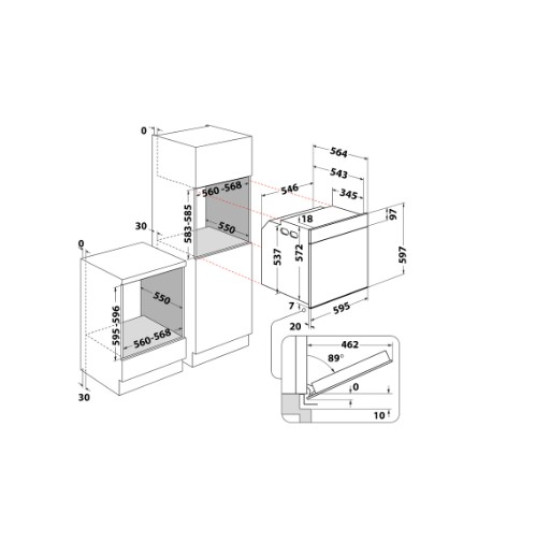 Whirlpool WOI4S8CM1SWA beépíthető sütő, 59.5x56.4x59.7 cm, fehér szín 