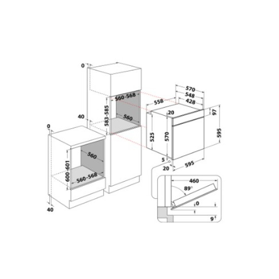 Whirlpool OMK58CU1SX beépíthető sütő, 59.5x55.1x59.5 cm, inox 