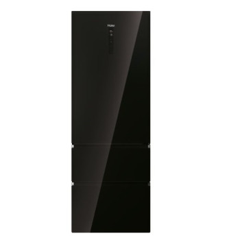 Haier HTW7720DNGB No Frost alulfagyasztós háromajtós kombinált hűtőszekrény, Wifi, 343/140L,70x67.5x200.6 cm, fekete szín  