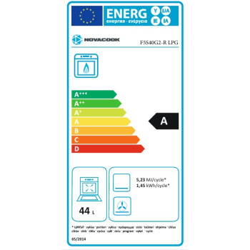 Novacook F5S40G2 R LPG gáztűzhely, 57L, 50x55x87 cm 