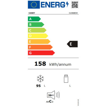 Candy CUS68EW pult alá építhető fagyasztószekrény, 95L, 59.6x55x82 cm