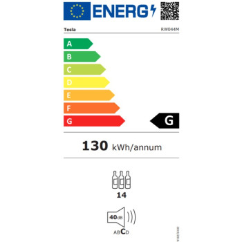 Tesla RW044M borhűtő, 14 palack, 44L, 47.2x44.4x49.3 cm, fekete 