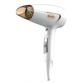 Bravo B-4675W hajszárító fehér, 1600W, ionizáló funkció, diffúzor, összecsukható fogantyú