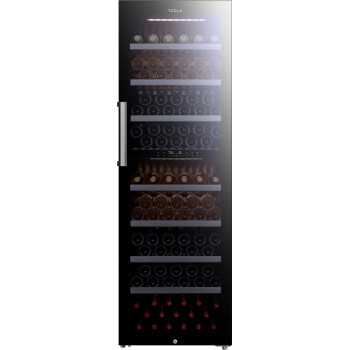 Tesla RW430M borhűtő, 193 palack, 430L, LED világítás, 59.5x70.5x184.5 cm, fekete üveg 