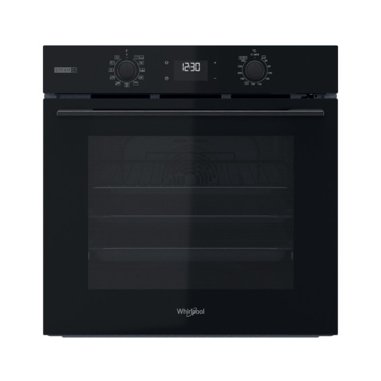 Whirlpool OMSK58RU1SB beépíthető sütő, pirolitikus és hidrolitikus tisztítás, 71L, 59.5x55.1x59.5 cm, fekete szín 