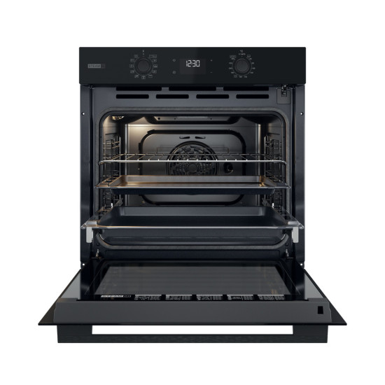 Whirlpool OMSK58RU1SB beépíthető sütő, pirolitikus és hidrolitikus tisztítás, 71L, 59.5x55.1x59.5 cm, fekete szín 