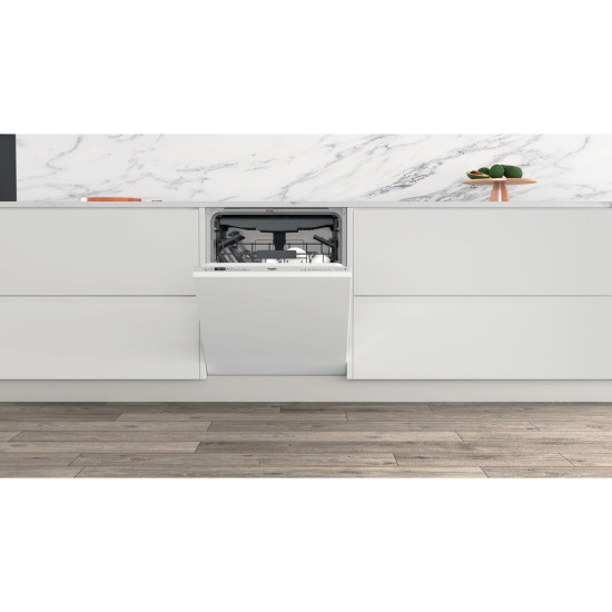 Whirlpool WIC 3C33 PFE teljesen beépíthető mosogatógép, 14 teríték, 3 kosár, automatikus ajtónyitás, 59.8x55.5x82 cm, ezüst szín 