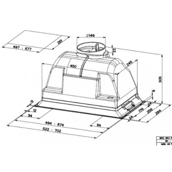 FABER INCA PLUS HIP 52cm felső szekrénybe vagy kürtőbe építhető elszívó