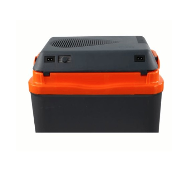 GioStyle 1201004 elektromos hűtőtáska, 26 literes, piros, 230V AC hálózati vagy 12V DC járműves tápkábellel, Horizon