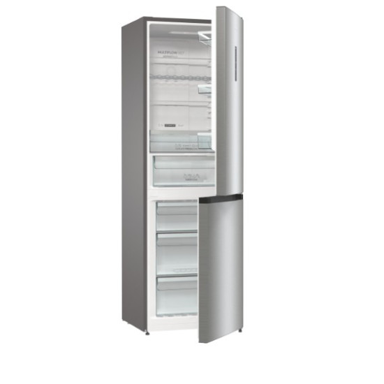 Gorenje NRK619DA2XL4 No Frost Plus alulfagyasztós kombinált hűtőszekrény, inverter kompresszor, 204/96L, 60x59.2x185 cm, szürke metál textúra szín 