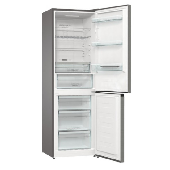 Gorenje NRK619DA2XL4 No Frost Plus alulfagyasztós kombinált hűtőszekrény, inverter kompresszor, 204/96L, 60x59.2x185 cm, szürke metál textúra szín 
