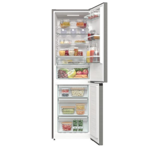 Gorenje NRK619DA2XL4 No Frost Plus alulfagyasztós kombinált hűtőszekrény, inverter kompresszor, 204/96L, 60x59.2x185 cm, szürke metál textúra szín 