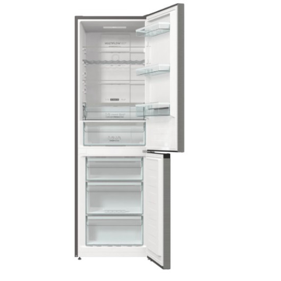 Gorenje NRK619DA2XL4 No Frost Plus alulfagyasztós kombinált hűtőszekrény, inverter kompresszor, 204/96L, 60x59.2x185 cm, szürke metál textúra szín 