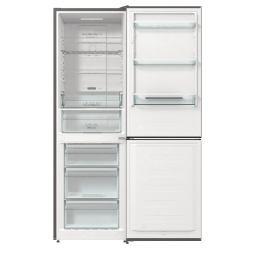 Gorenje NRK619DA2XL4 No Frost Plus alulfagyasztós kombinált hűtőszekrény, inverter kompresszor, 204/96L, 60x59.2x185 cm, szürke metál textúra szín 