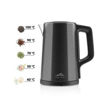 Eta 459790000 Ester vízforraló, 2200W, 1.5L, vízhőmérséklet szabályozás, dupla fal, fekete szín