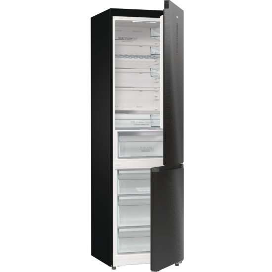 Gorenje NRB620C61BX4WFE Total No Frost alulfagyasztós kombinált hűtőszekrény, Wifi, 283/130L, inverter kompresszor,59.5x65.8x203 cm, fekete inox szín