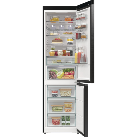 Gorenje NRB620C61BX4WFE Total No Frost alulfagyasztós kombinált hűtőszekrény, Wifi, 283/130L, inverter kompresszor,59.5x65.8x203 cm, fekete inox szín