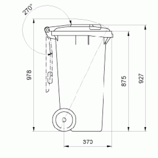 Kuka 120l zöld kerekes hulladék tároló