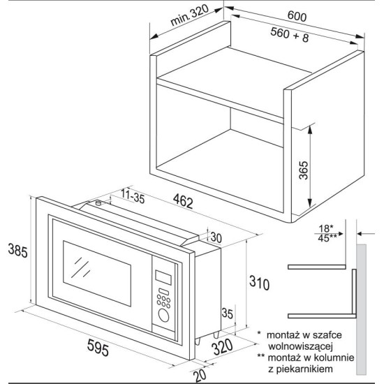 Amica AMMB20E1GI beépített mikrohullámú sütő