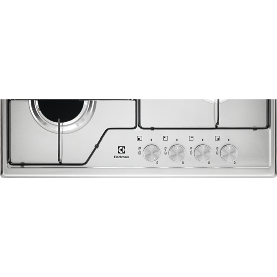 Electrolux KGS6424SX beépíthető gáz főzőlap, inox, 2 matt fekete zománcozott tartórács