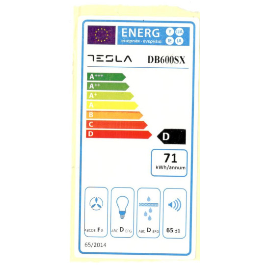 Tesla DB600SX 60cm inox konyhai elszívó hátsó/felső légkivezetés