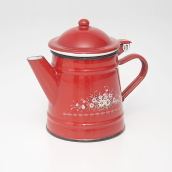 Zománcozott fedeles Retro piros kávéfőző 0,5 l