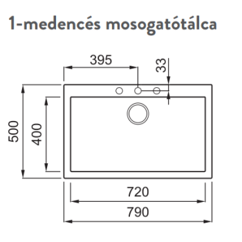 ELLECI Quadra 130 G40 nero mosogatótálca 1 medencés 