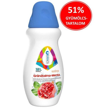 SodaCo gránátalma-menta ízű szörp, 500 ml, 51% gyümölcstartalom