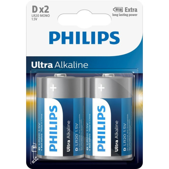 Philips UltraAlkaline LR20-E2B/10 góliát elem 2db/csomag
