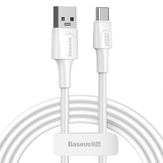 Baseus CATSW-G02 USB/USB-C adat- és töltőkábel, VOOC Quick Charge 3.0 gyorstöltés, 5A, 2m, feh
