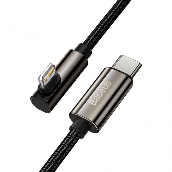 Baseus CATLCS-01 Legend Series USB-C és Lightning derékszögű kábel, PD, 20 W, 1 m (fekete)