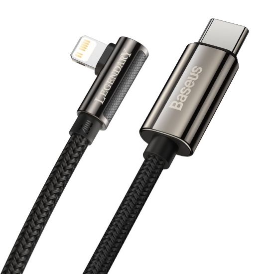 Baseus CATLCS-A01 Legend Series USB-C és Lightning derékszögű kábel, PD, 20 W, 2 m (fekete)