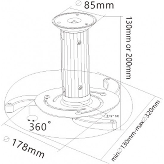 Projektor mennyezeti tartó konzol 360° forgatható, max.10 kg-ig DE51905
