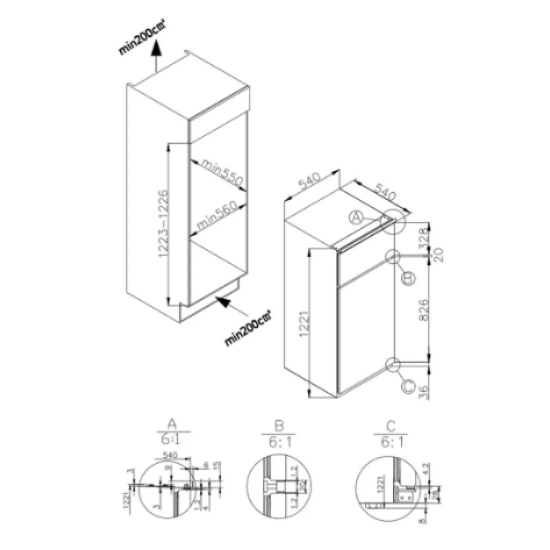 Amica EKGC16166 beépíthető felülfagyasztós hűtő