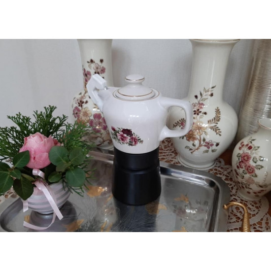 Fatima kávéfőző 2-4 sz. kávéfőző porcelán kiöntővel virág minta