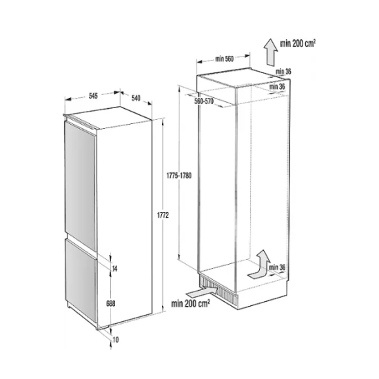 Gorenje RKI2181A1 Beépíthető kombinált hűtőszekrény