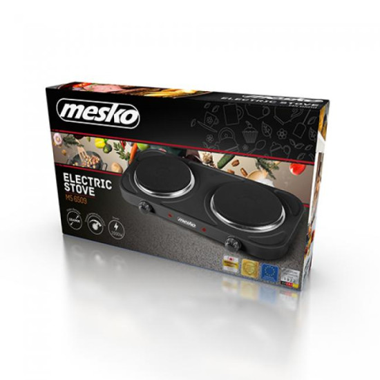 Mesko MS6509 villanyrezsó, fekete 2 főzőzónás elektromos főzőlap