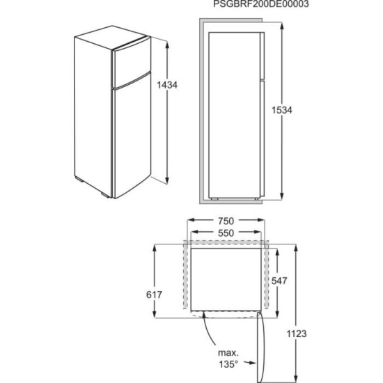 AEG RDB424E1AX felülfagyasztós kombinált hűtőszekrény 144 cm inox
