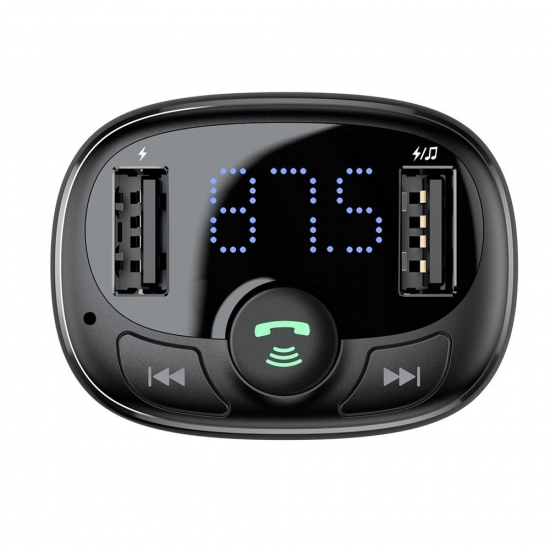 Baseus T típusú FM adó Bluetooth autós MP3 2 x USB TF microSD 3.4A CCTM-01