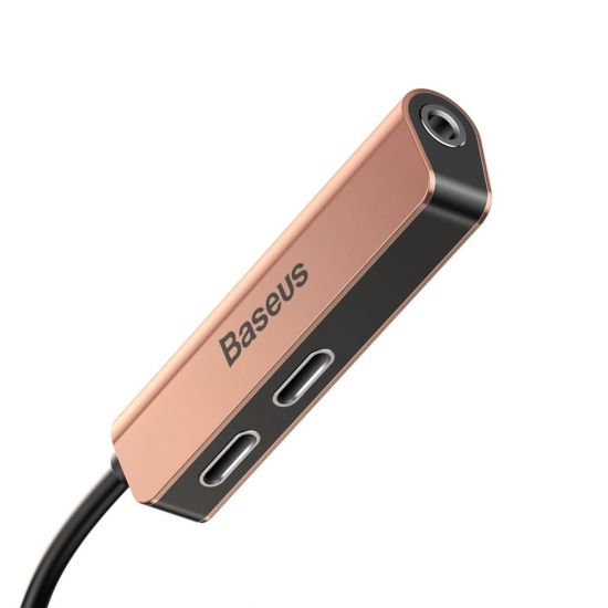Baseus CALL52-17 3-in-1 iP Lightning to 2x lightning + 3.5mm Audio Adapter L52 Rozéarany