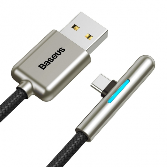 Baseus CAT7C-C01 Type-C kábel, Iridescent Lamp HW töltő kábel mobilos játékhoz 40W, 2m, fekete