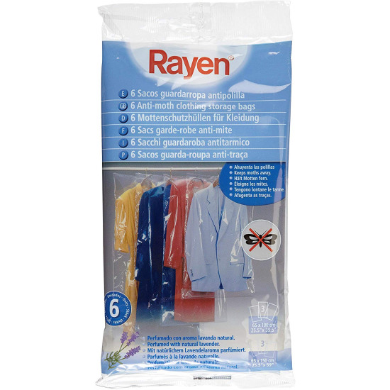 Rayen 6048 ruhatároló zsák, levendula illattal, 3-3 db, 65X100 cm és 65X150 cm