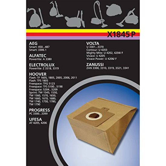 Electrolux X1845P papírporzsák AEG GR51 Zanussi ZAN3300  Hoover Freespace Ufesa AT4205 stb. típusokhoz