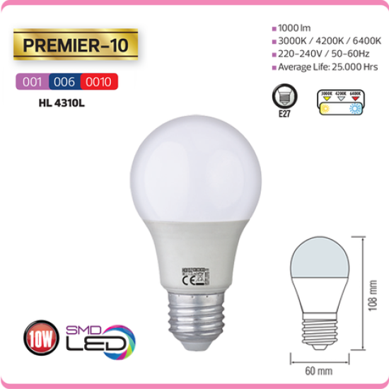 LED izzó PREMIER-10 3000K 10W