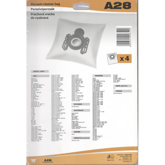 Aspico A28 mikroszűrős porzsák kompatibilis AEG GR28